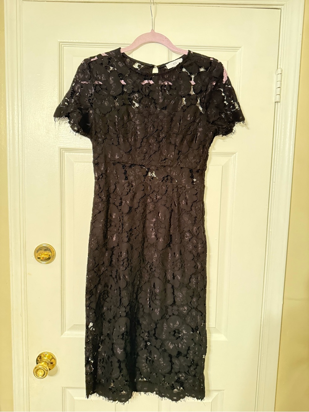 NSR Black Floral Lace Midi Dress